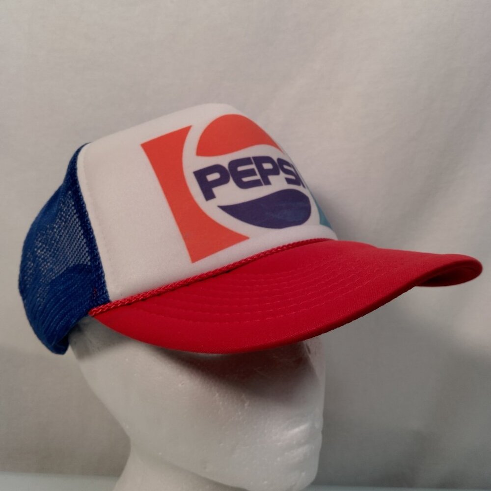 Vintage Pepsi Cola Trucker Cap Hat Foam Mesh Snap Back Red White Blue Nissun - Picture 2 of 11